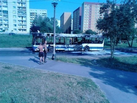 Pożar autobusu  w Bytomiu - Miechowicach przy ulicy Felińskiego
