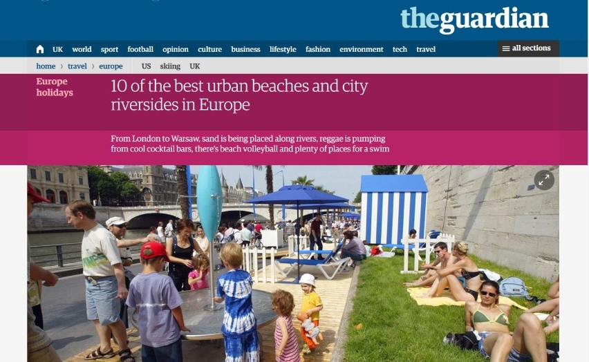 The Guardian znów docenia Warszawę. Tym razem za plażę....