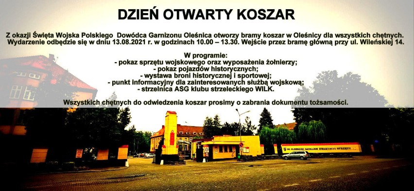 Dzień otwarty w Garnizonie Oleśnica. Będą liczne atrakcje dla mieszkańców!