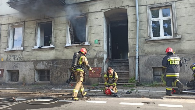 Pożar w Kaliszu. Płonęło mieszkanie przy ulicy Wodnej w Kaliszu.