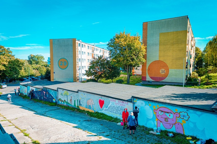 Mural, który ciągle się zmienia, jest na Witominie. Stworzyli go mieszkańcy! Zobacz zdjęcia