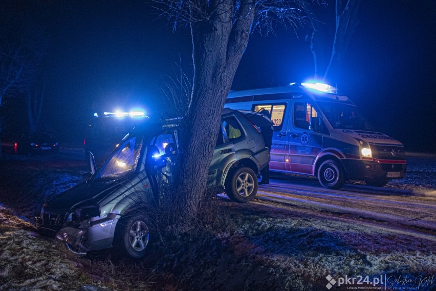 Nocny wypadek pod Świnkowem. Auto uderzyło w drzewo [ZDJĘCIA]