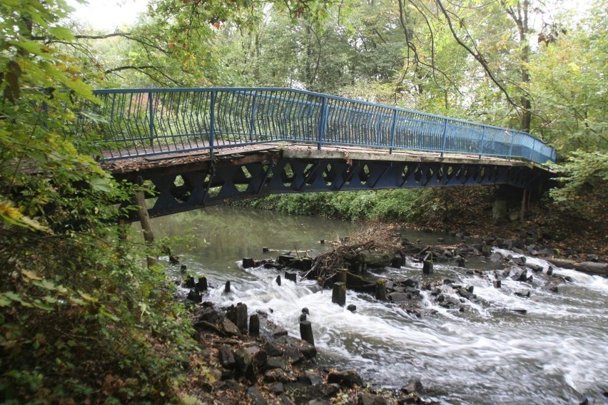 Rudy: W parku Cystersów przerzucili przez rzękę nowy most [ZDJĘCIA]