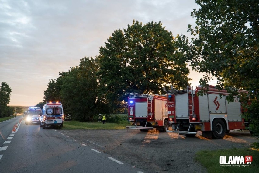 Tragedia na drodze pod Wrocławiem. Zginęły dwie młode osoby. Ich samochód uderzył w drzewo (ZOBACZ ZDJĘCIA)