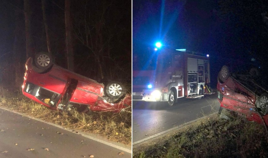 Dachowanie auta w Borównie - piątek, 18 listopada