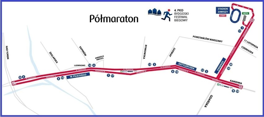 Na zdjęciu powyżej mapka z trasą biegu  „4. PKO Bydgoski...