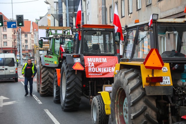 15.02.2024. Tak wyglądał protest rolników w czwartek na terenie Wrocławia.