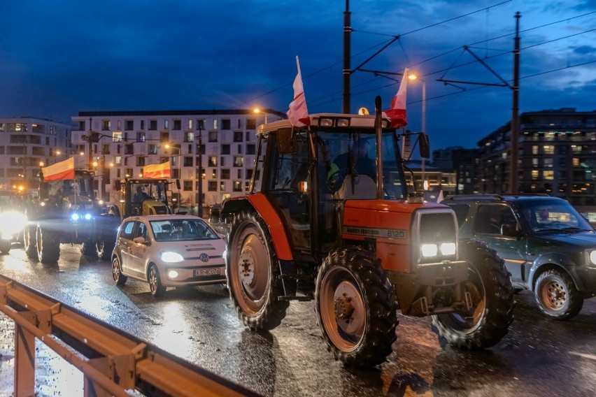 Strajk rolników w Krakowie 20 lutego 2024. W środę (20...