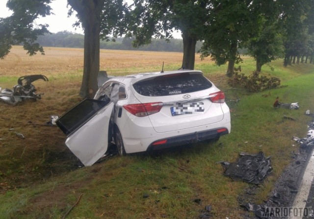 Groźny wypadek w Krapkowicach na DK 45. Czołowo zderzył