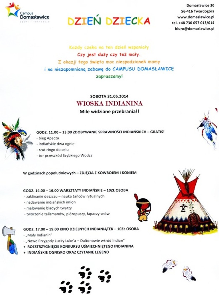 Plakat ilustrujący zaproszenie na Dzień Dziecka w Campusie Domasławice