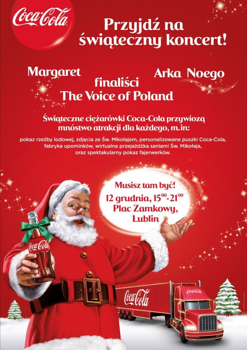 Świąteczny konwój Coca Coli przejedzie przez Lublin. Zagra Margaret