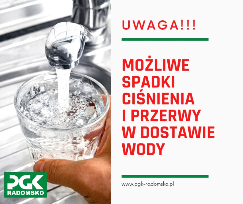 PGK Radomsko zapowiada przerwy w dostawach wody