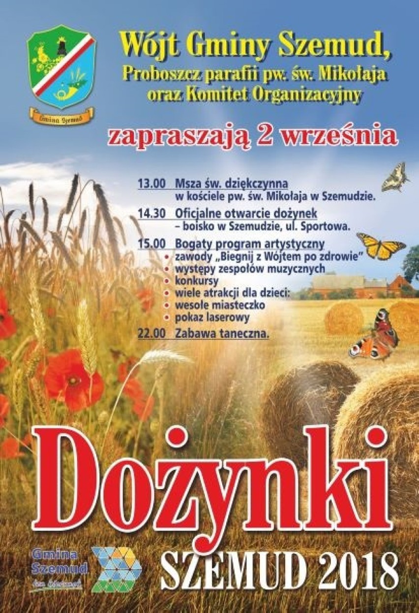 W niedzielę 2 września w gminie Szemud i Choczewie odbędą się dożynki [PROGRAM]