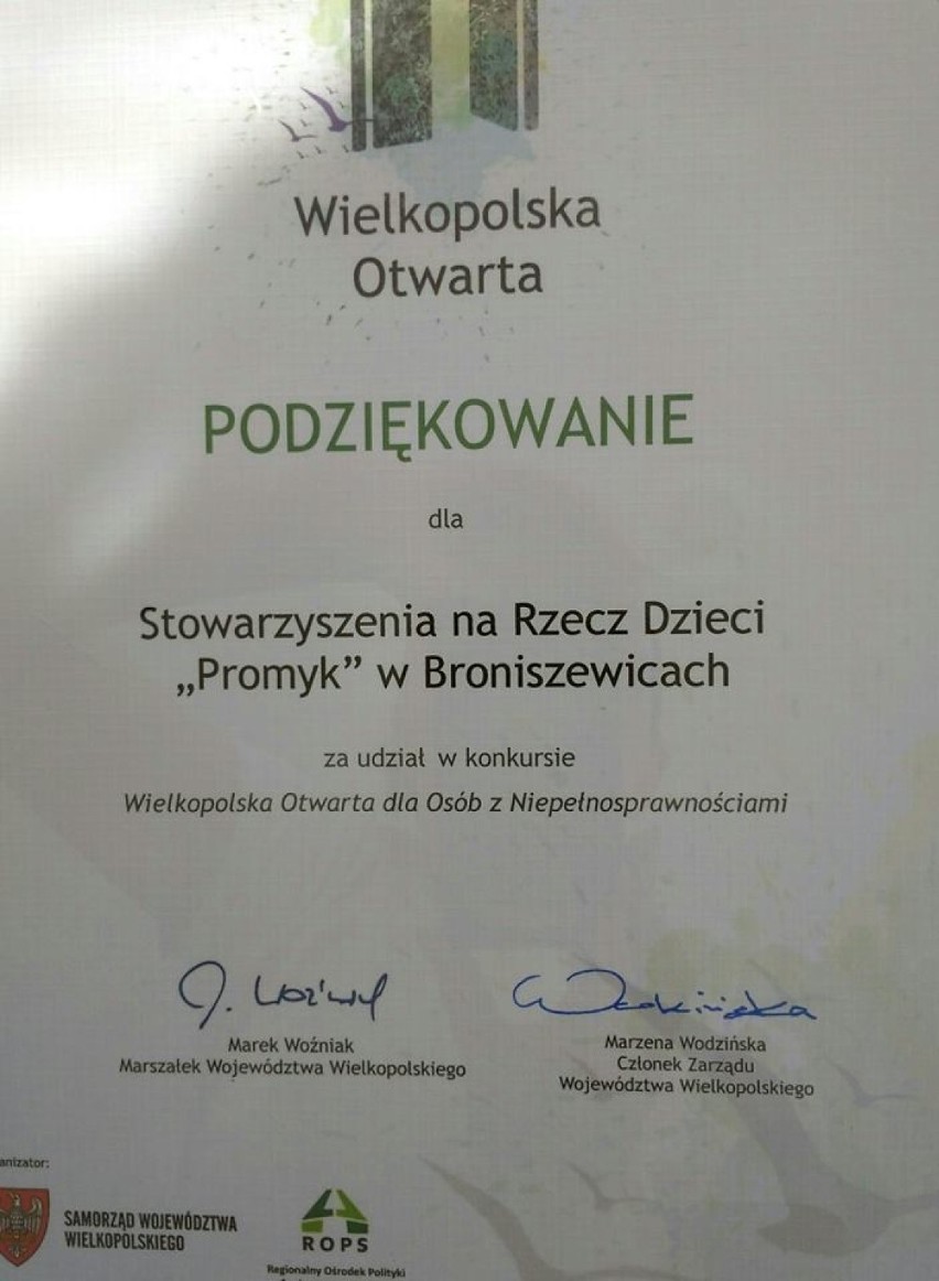 Projekt Stowarzyszenia na Rzecz Dzieci "Promyk" z Broniszewic wyróżniony wśród 5 innych z całej Wielkopolski