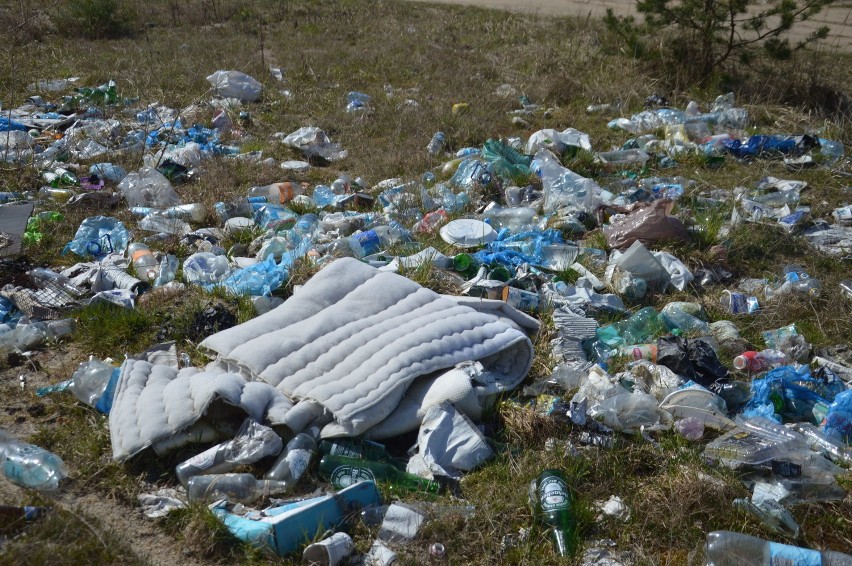 Tak wygląda w kwietniu miejska plaża na Gryżycach i droga...