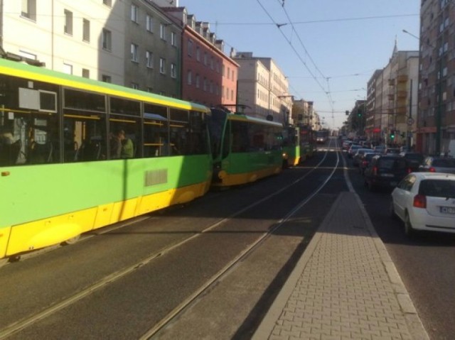 korek tramwajowy, tramwaje w korku, tramwaje w Poznaniu