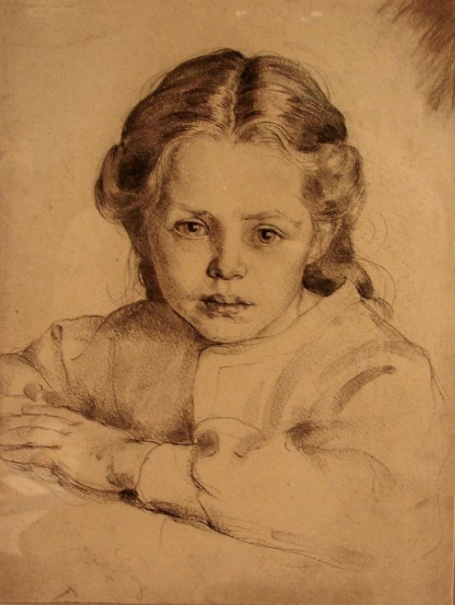 Elisabeth Zimbal (1887-1985), bez tytułu [portret córki Margarety], lata 20. XX w., rysunek ołówkiem