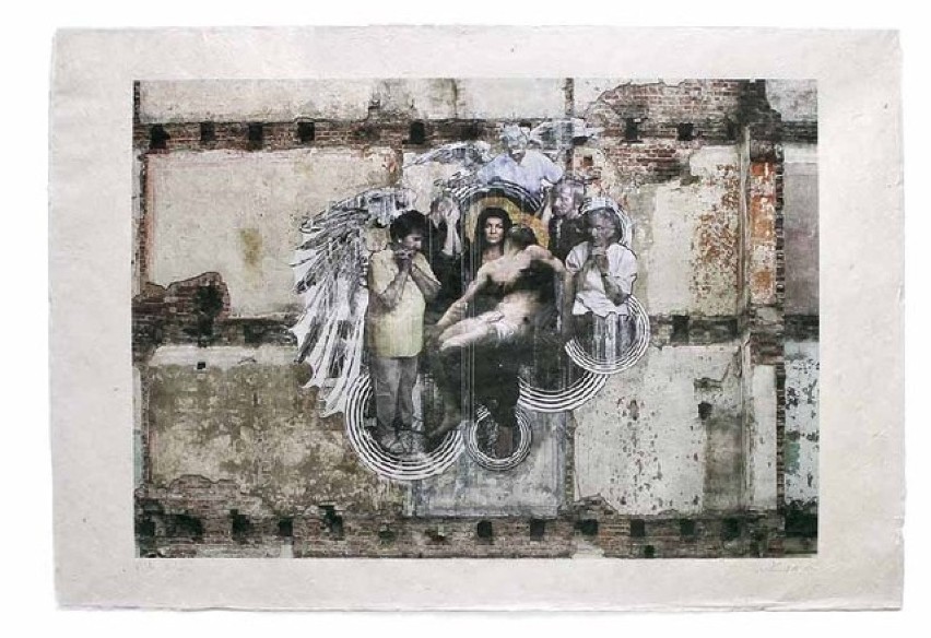 Jola Kudela, "Pieta", Papier: Nepal Lokta druk - 41,8 x 63 cm