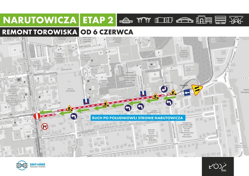 Remont ulicy Narutowicza w Łodzi: etap 2
