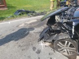 Dwa groźne wypadki na drogach pod Bochnią. Do szpitala zabrana została motocyklistka oraz ranni w zderzeniu dwóch samochodów. Lądował LPR