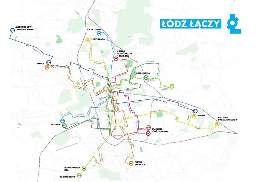 Rewolucja komunikacyjna w Łodzi. Schemat nocnych linii autobusowych oraz linii tramwajowych [MAPY]