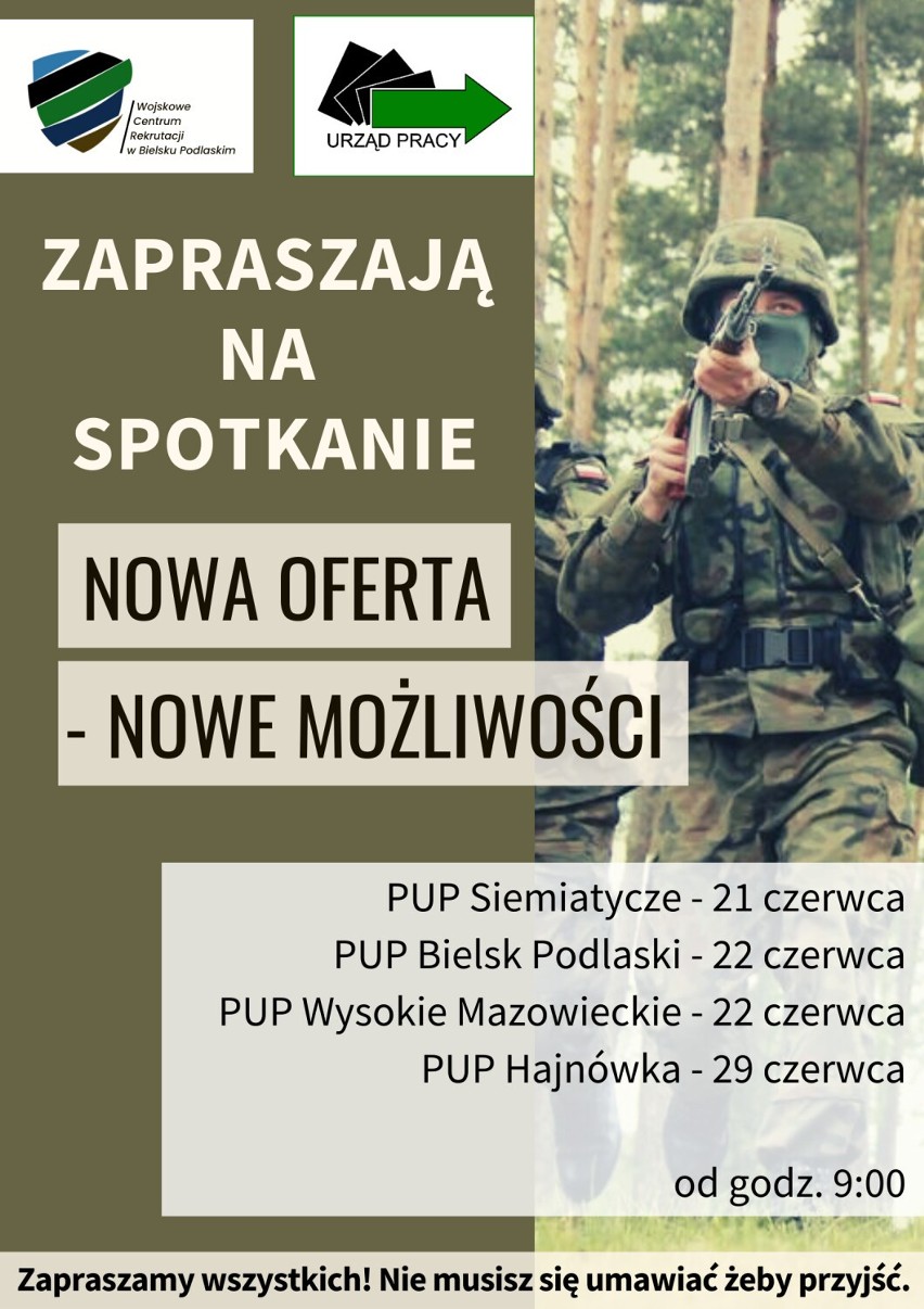 Rozpocznij karierę w wojsku. WCR organizuje spotkania informacyjne w Powiatowych Urzędach Pracy