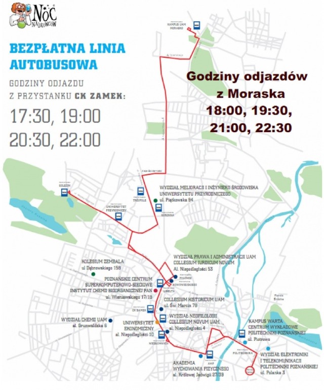 Noc Naukowców 2014 w Poznaniu - bezpłatna linia autobusowa