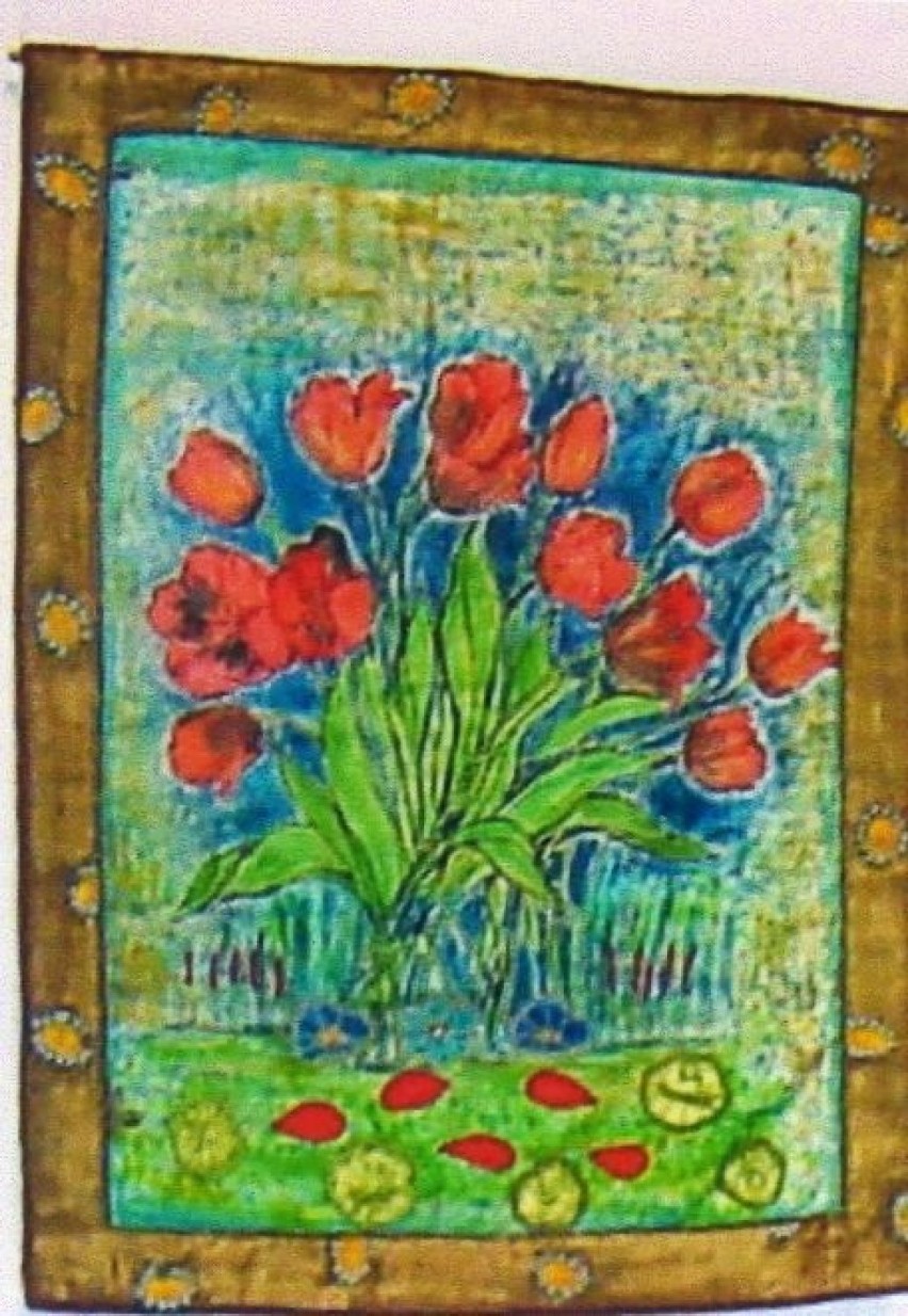 Czerwone tulipany (tkanina unikatowa)