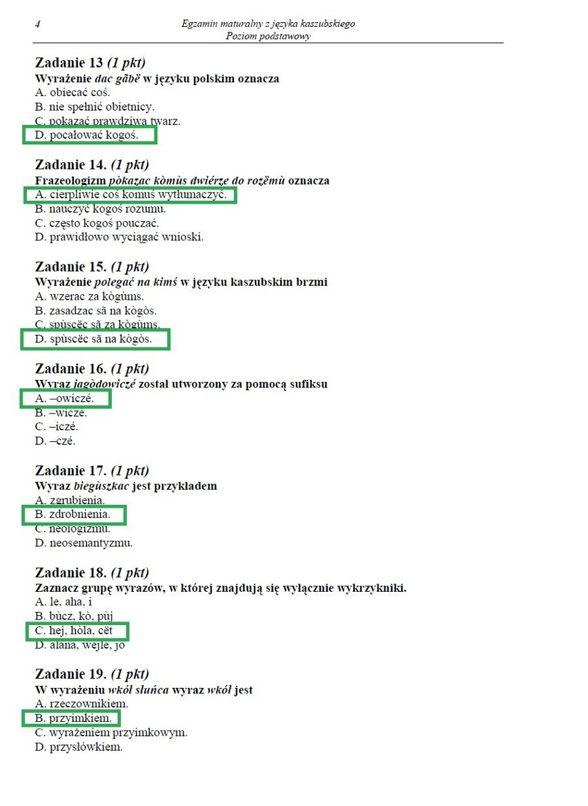 MATURA 2013 z CKE z języka kaszubskiego - poziom podstawowy i rozszerzony [ARKUSZE, ODPOWIEDZI]