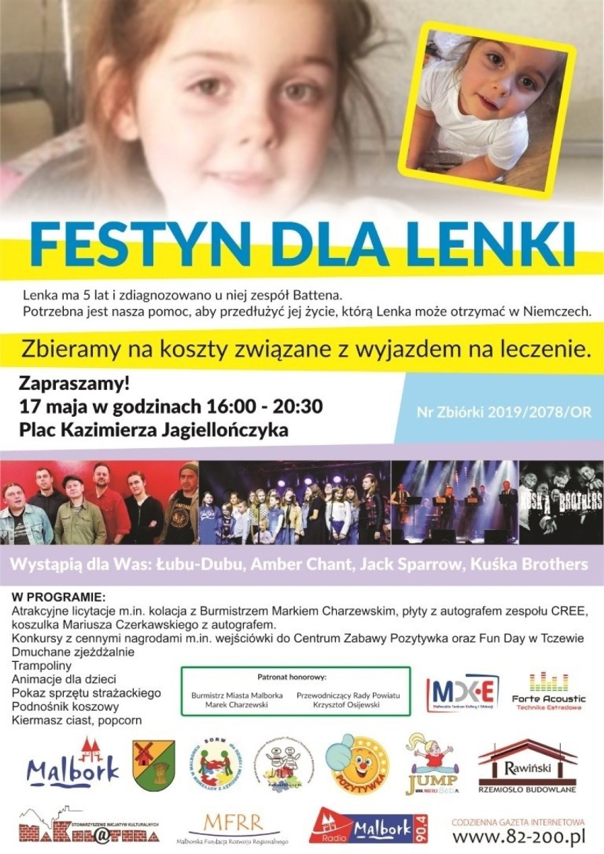 17 maja 2019 r.
Festyn dla Lenki, Malbork, Plac Kazimierza...