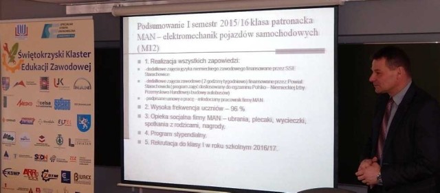 O nowym starachowickim modelu kształcenia zawodowego mówił Mariusz Majewski, dyrektor Zespołu Szkół Zawodowych nr 3.