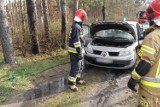 Samochód zapalił im się w drodze na zakupy. Pożar renault w Lesznie [ZDJĘCIA]