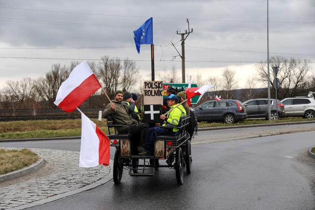 Protest rolników na rondzie w Jaśle