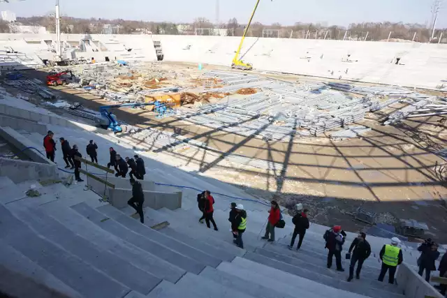 Drużyna Widzew Łódź odwiedziła budowę stadionu / 16.03.2016