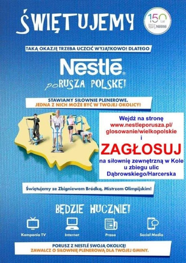 Nestle porusza Polskę. Głosuj na darmową siłownię zewnętrzną w Kole!