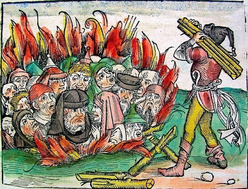 Pogrom Żydów w Bawarii w 1338 r. (rysunek z Kroniki...