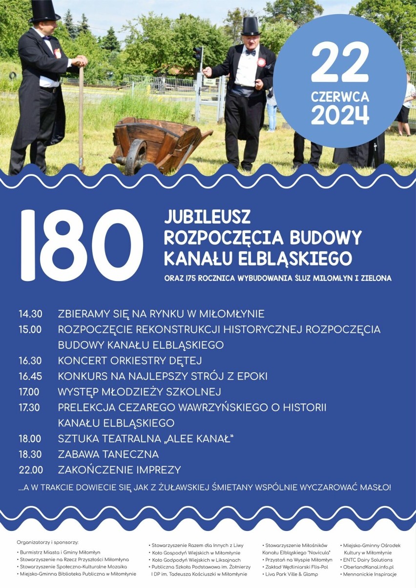 180 Urodziny Kanału Elbląskiego będziemy świętować w Miłomłynie