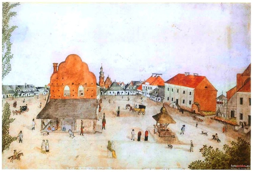 1808 , Radom, Rynek. Na środku rynku stary magistrat....