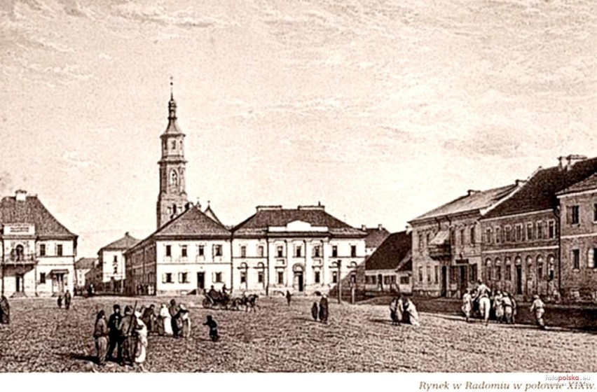 1858 , Radom, Rynek. Widok w kierunku ul. Rwańskiej i ul....