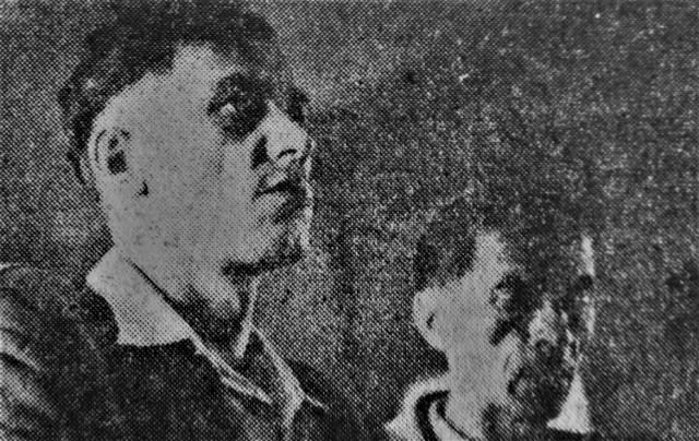 J. Kokot wraz z tłumaczem W. Morawetzem podczas czwartego dnia procesu, 17 lipca 1958 r.