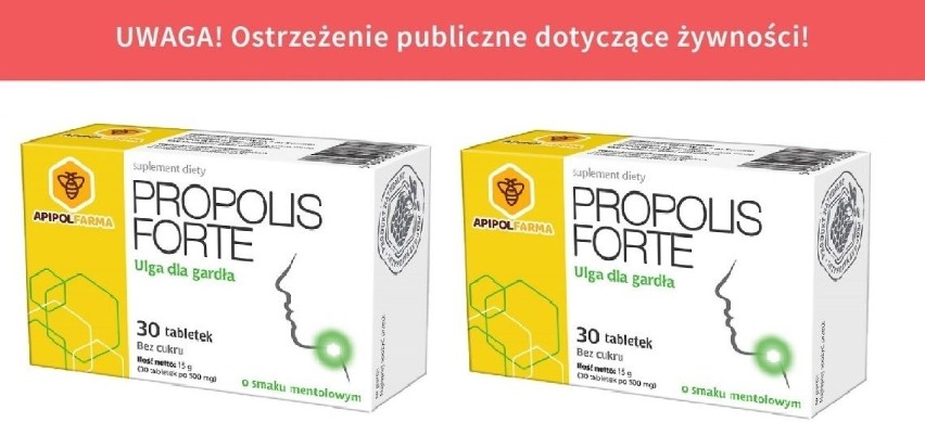 Wycofanie partii produktu pn. suplement diety „Propolis...