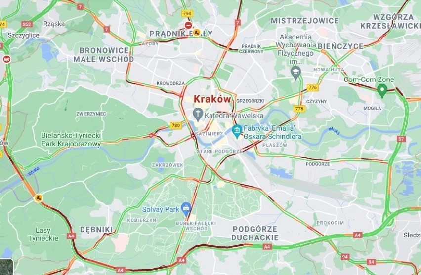 Kraków "na czerwono". Wielkie korki na początek tygodnia w stolicy Małopolski
