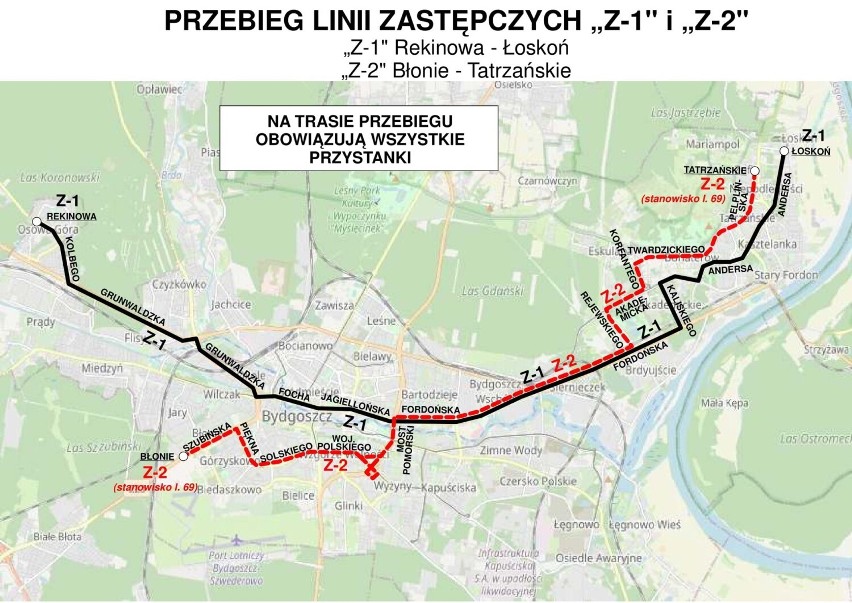 Linia Z-1: Rekinowa – Kolbego – Grunwaldzka – Rondo...