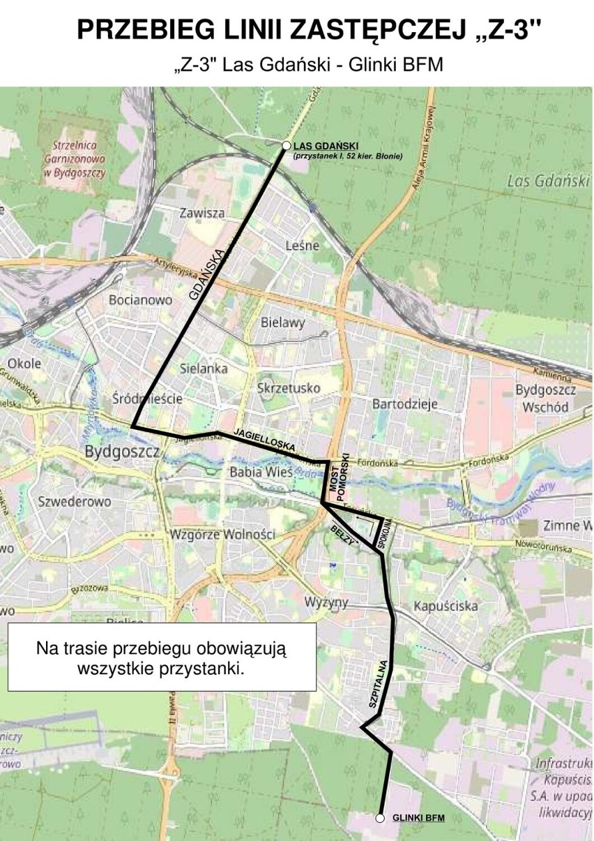 Linia Z-3: Las Gdański – Gdańska – Rondo Jagiellonów –...
