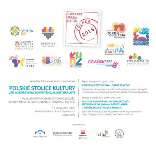 Zaproszenie na warsztaty &quot;Polskie Stolice Kultury &#8211; jak wykorzystać ich potencjał kulturalny?&quot;