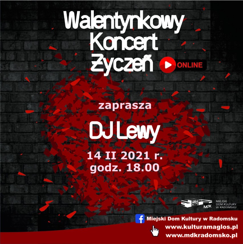 Walentynki Radomsko 2021. Święto Zakochanych z MDK w Radomsku. Kino, koncert życzeń...