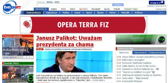 Screen ze strony TVN24.
