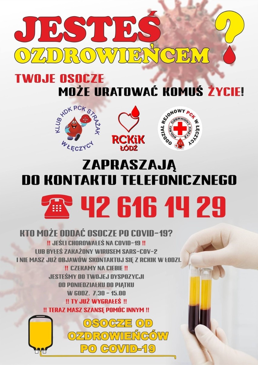 Klub "Strażak" oraz PCK w Łęczycy apelują, by oddawać osocze