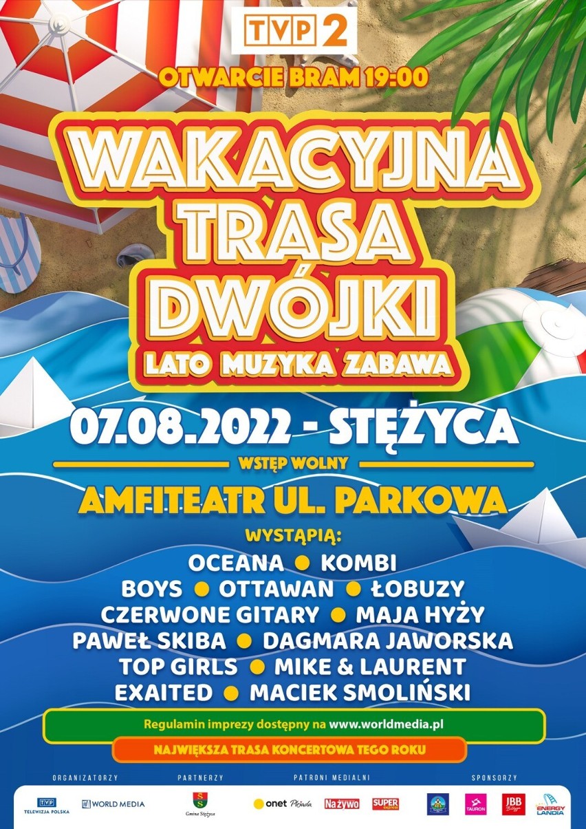 Wakacyjna Trasa Dwójki już 7 sierpnia zawita do Stężycy. Wystąpią gwiazdy z Polski i zagranicy!