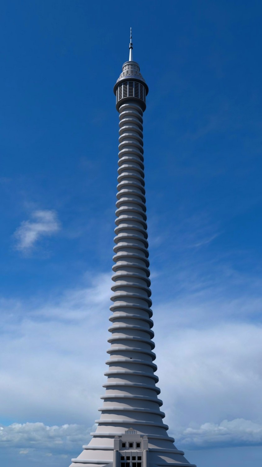 Ta 700-metrowa betonowa wieża, zaprojektowana przez Eugene'a...